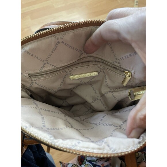 Steve Madden Brown Mini Dome Satchel Crossbody Bag w/ Floral Scarf - Picture 6 of 13